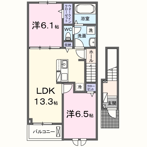 オーキッドテラスＢ棟・02020号室の間取り