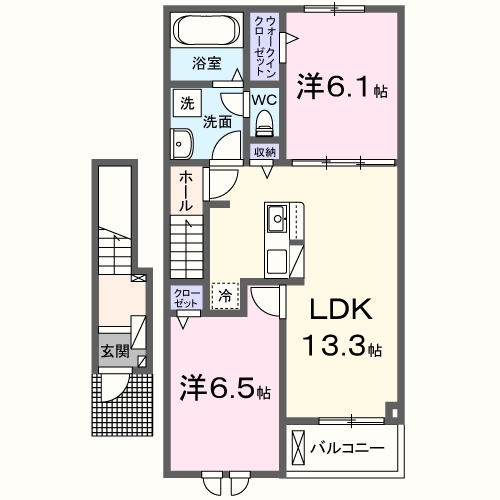 オーキッドテラスＢ棟・02030号室の間取り