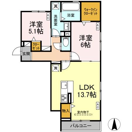 アン・ジュール中郷・301号室の間取り