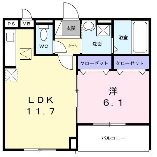コンチェルト・01020号室の間取り