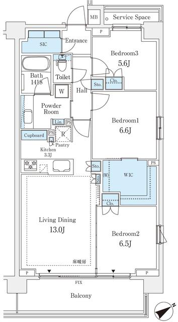 パークホームズ柏あけぼの二丁目・511号室の間取り