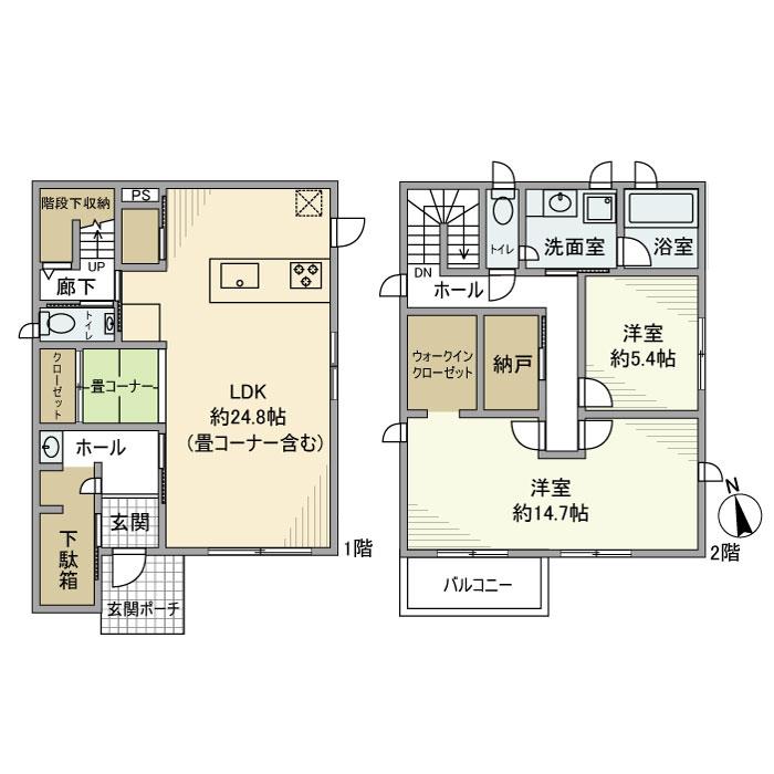 横落竹ノ花戸建の間取り