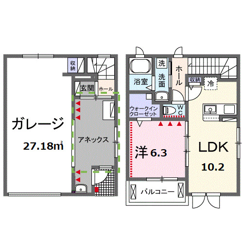 カブ　ガレージ・01030号室の間取り