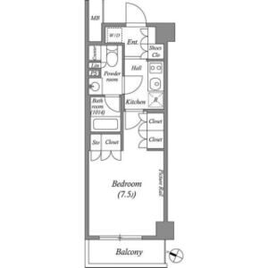 ルクレ西池袋・0105号室の間取り