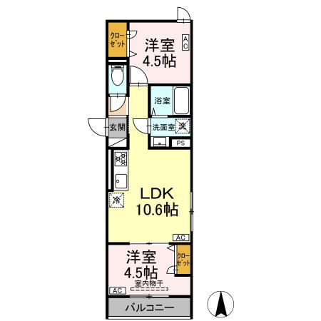 （仮称）南花畑3丁目PJ・206号室の間取り