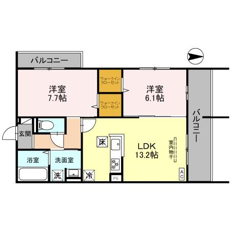 （仮称）D-ROOM京都市中京区西ノ京・101号室の間取り