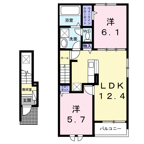 フリージアＡ・02030号室の間取り