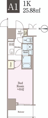 クロスレジデンス飯田橋・0408号室の間取り
