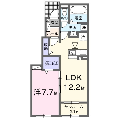 ロータス三室　Ａ・01020号室の間取り