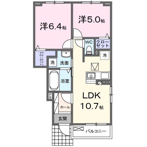 ロータス三室　Ｃ・01050号室の間取り