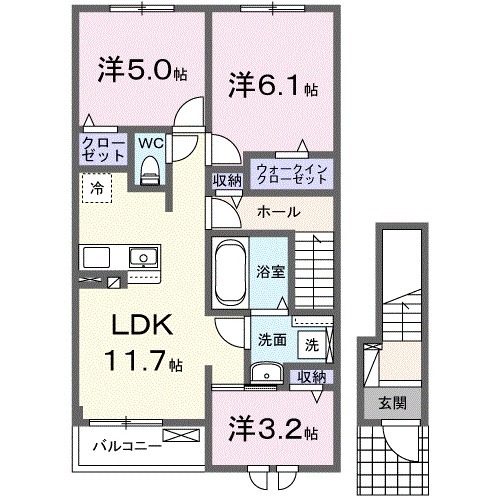 ロータス三室　Ｃ・02020号室の間取り