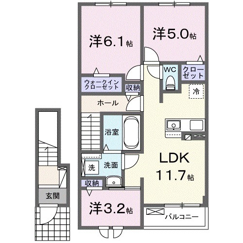 ロータス三室　Ｃ・02030号室の間取り