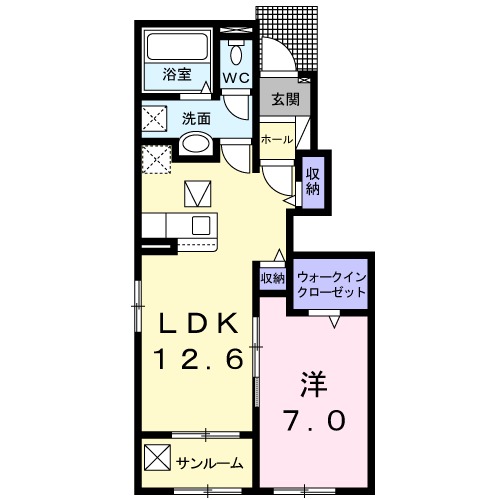サンヴェール　Ｂ・01040号室の間取り