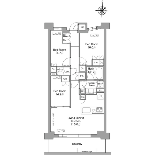 コンフォリア・リヴ八坂富士見の間取り