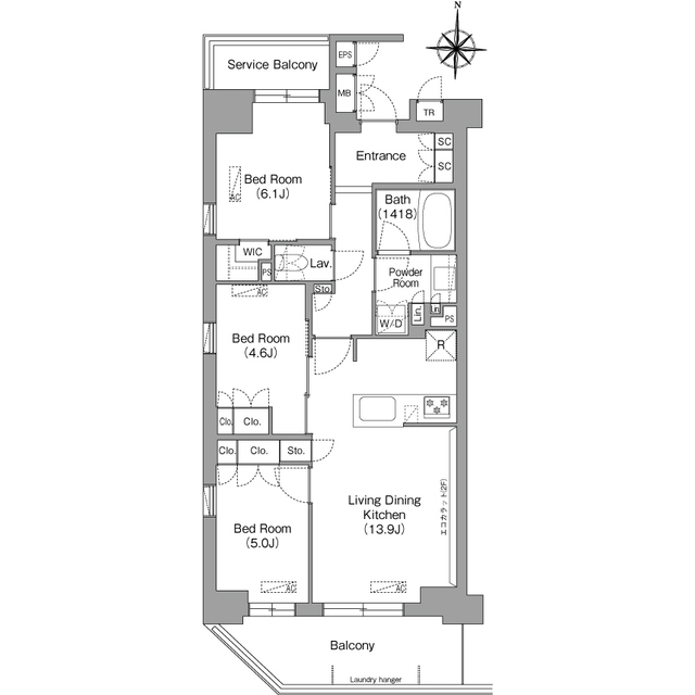 コンフォリア・リヴ八坂富士見の間取り