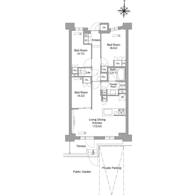 コンフォリア・リヴ八坂富士見の間取り