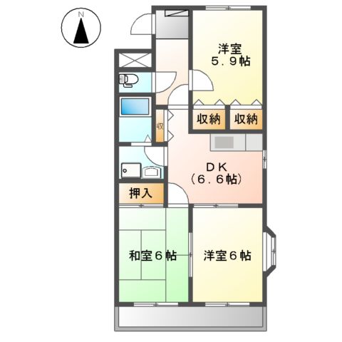 レジアスハイム遼仙Ⅱの間取り
