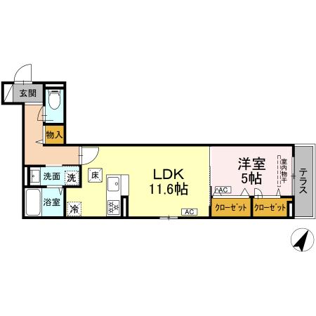 D′Bless港南中央・105号室の間取り