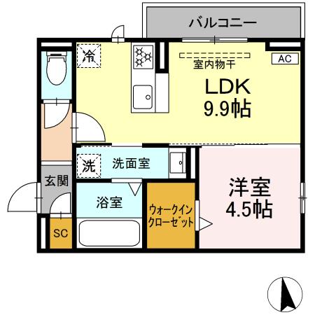 FIELDEN（ﾌｨｰﾙﾃﾞﾝ）・201号室の間取り