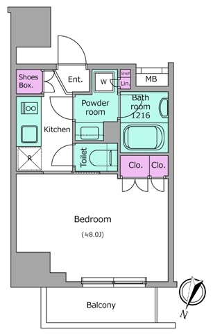 ブラウ門前仲町・0601号室の間取り