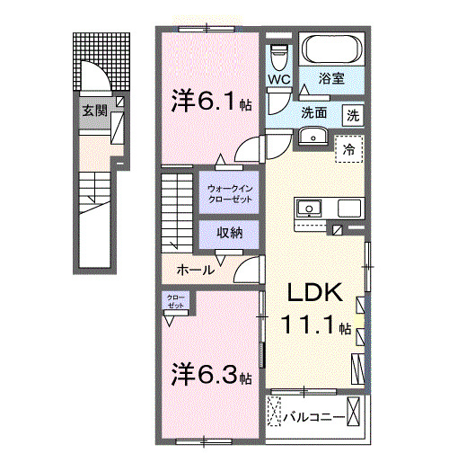 ウエスト　Ａ・02020号室の間取り