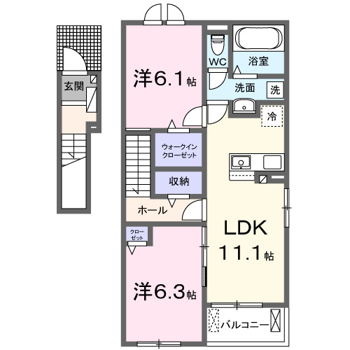 リッシュベル　Ⅱ・02010号室の間取り
