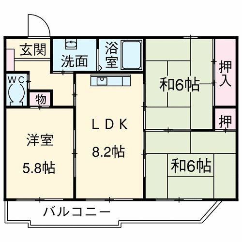 ヴィラ奥田第2ビルの間取り