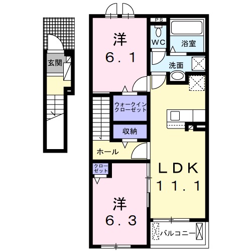 アルメリア・02020号室の間取り