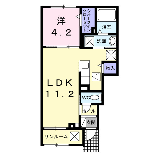 ホワイトクロッカス・01020号室の間取り