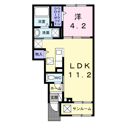 ホワイトクロッカス・01040号室の間取り