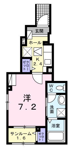 メゾン　パンタネール・01020号室の間取り