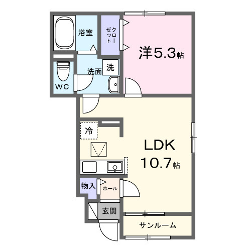 ボヌール・01020号室の間取り