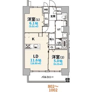 GranVia丸の内※FR1M&初回保証料無料&火災保険料1年分負担キャンペーン・802号室の間取り