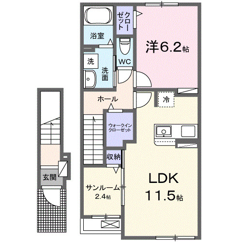 リアン　フィルＡ・02020号室の間取り