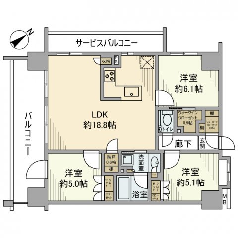 ザ・サンメゾン千住大橋・501号室の間取り