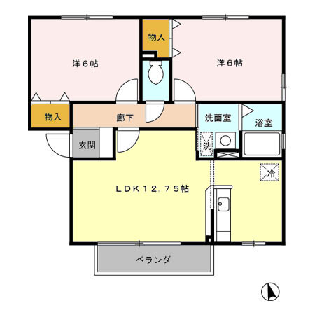 セジュール喜多 Fの間取り