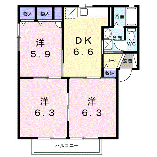 ブランドールSUNAGA Bの間取り