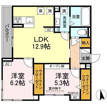 ルヴィータ岩塚・101号室の間取り