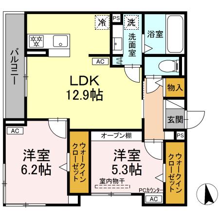 ルヴィータ岩塚・201号室の間取り