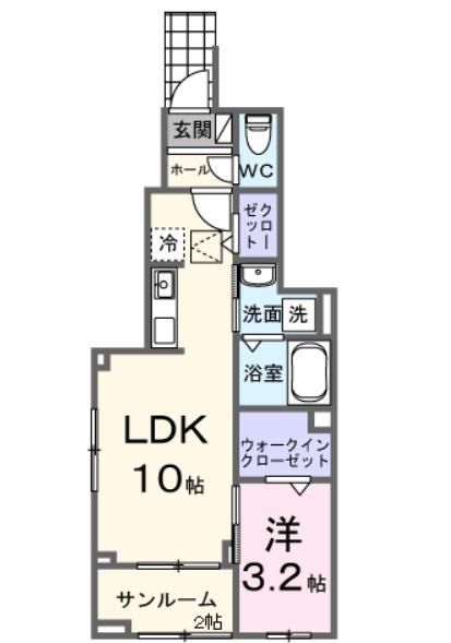 ヒカルサ甲府国母　イースト・01050号室の間取り