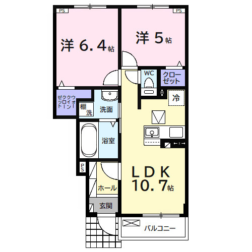 アクアヴィラ　Ｂ・01020号室の間取り