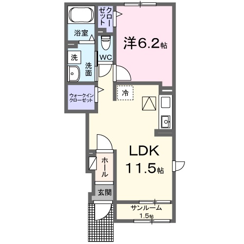グランデルート　Ａ・01030号室の間取り