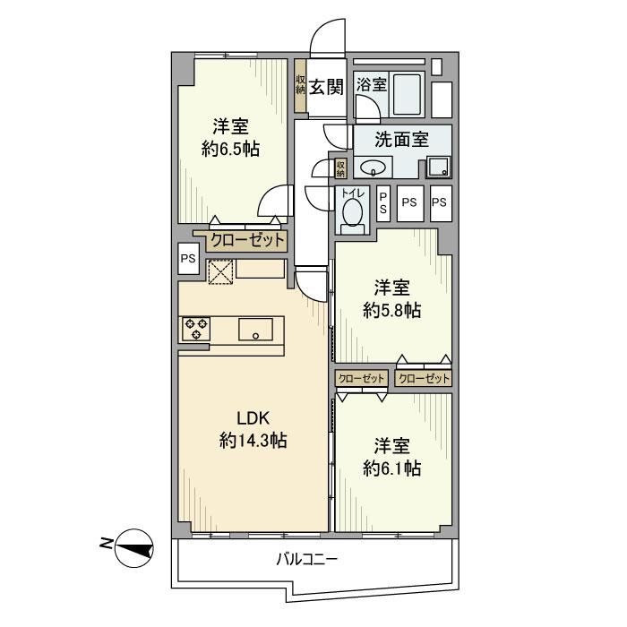 オーク荻窪マンション・607号室の間取り