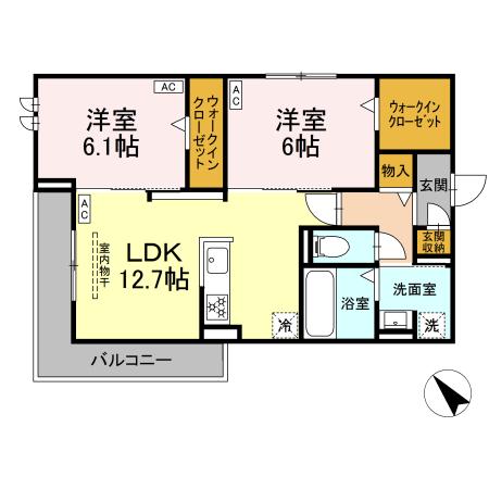 ルサンティエ荒子A・201号室の間取り