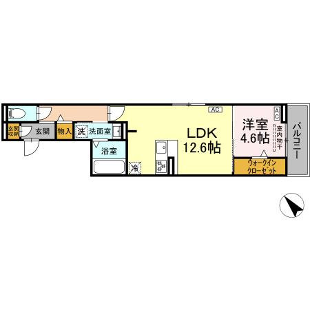 ルサンティエ荒子A・202号室の間取り