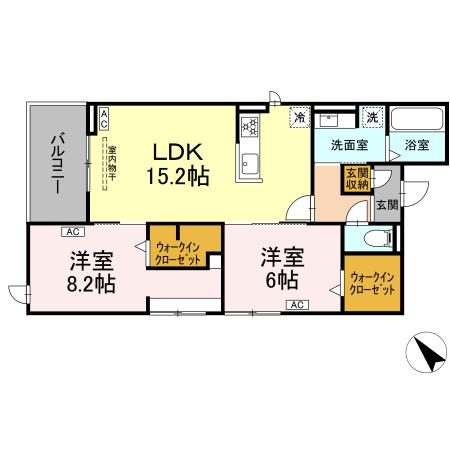 ルサンティエ荒子B・201号室の間取り