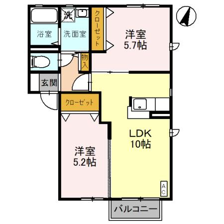 ヴィラ・ブルーノ　Ｈ・201号室の間取り