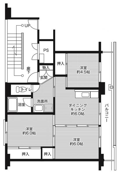ビレッジハウス鴻野山2号棟・0204号室の間取り