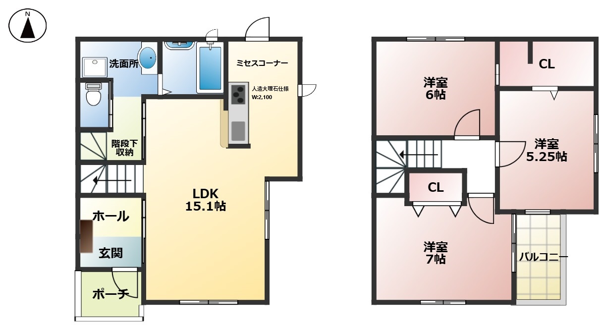日比津町４－１７－５ＫＯＤＡＴＥＸⅣ－Ｂ・1号室の間取り