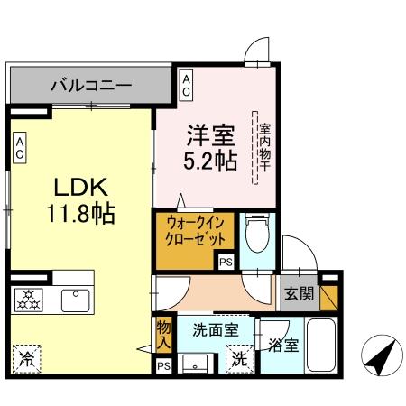 仮）D-ROOM相之川3丁目PJ新築工事・202号室の間取り